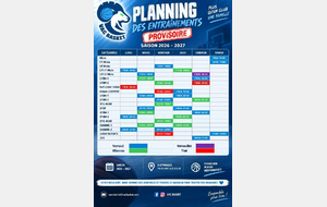 Planning des entraînements 2026-2027