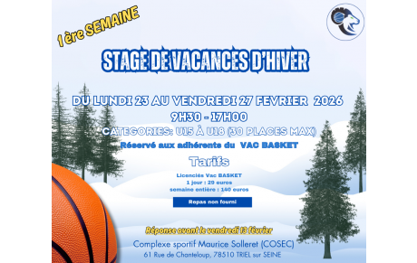 Stage d'hiver 2026 semaine 1 du 23 au 27 février